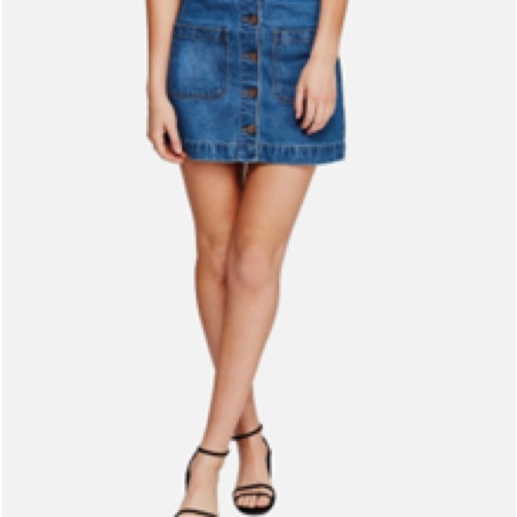 Free People- We the Free Don’t Get Me Wrong Denim Skirt- Electric Boogaloo - Picture 4 of 11